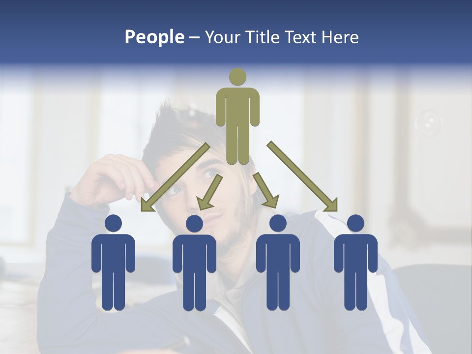 Man Looking At Floating Bubbles PowerPoint Template