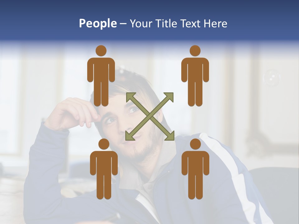 Man Looking At Floating Bubbles PowerPoint Template