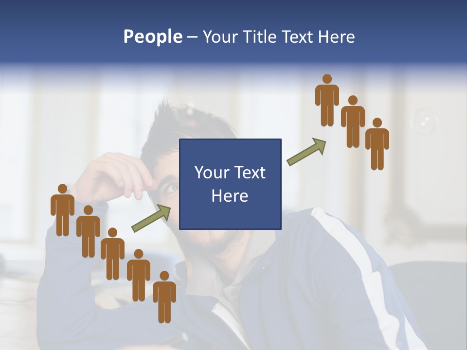 Man Looking At Floating Bubbles PowerPoint Template