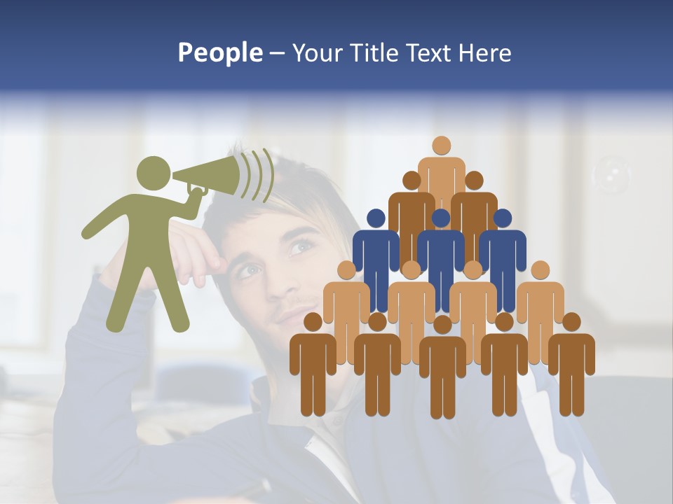 Man Looking At Floating Bubbles PowerPoint Template