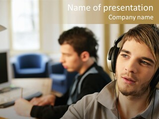 Colleagues In An Office PowerPoint Template