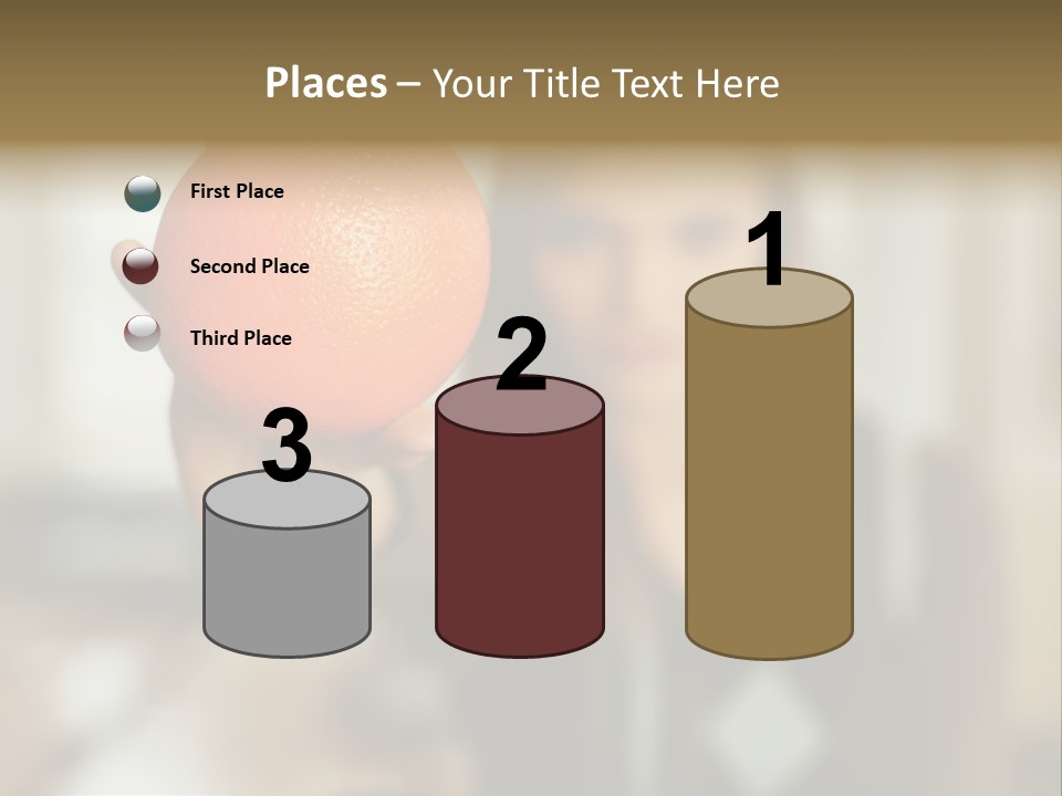 Woman Holding Out An Orange PowerPoint Template