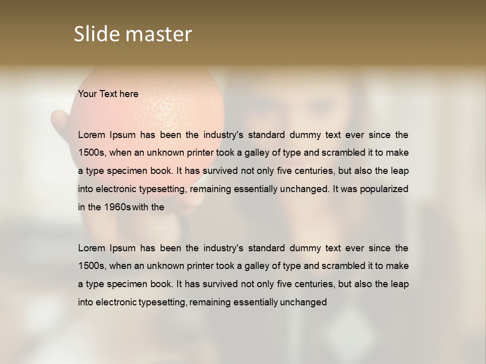 Woman Holding Out An Orange PowerPoint Template