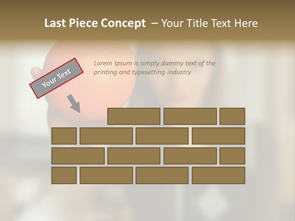 Woman Holding Out An Orange PowerPoint Template