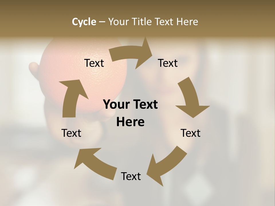 Woman Holding Out An Orange PowerPoint Template