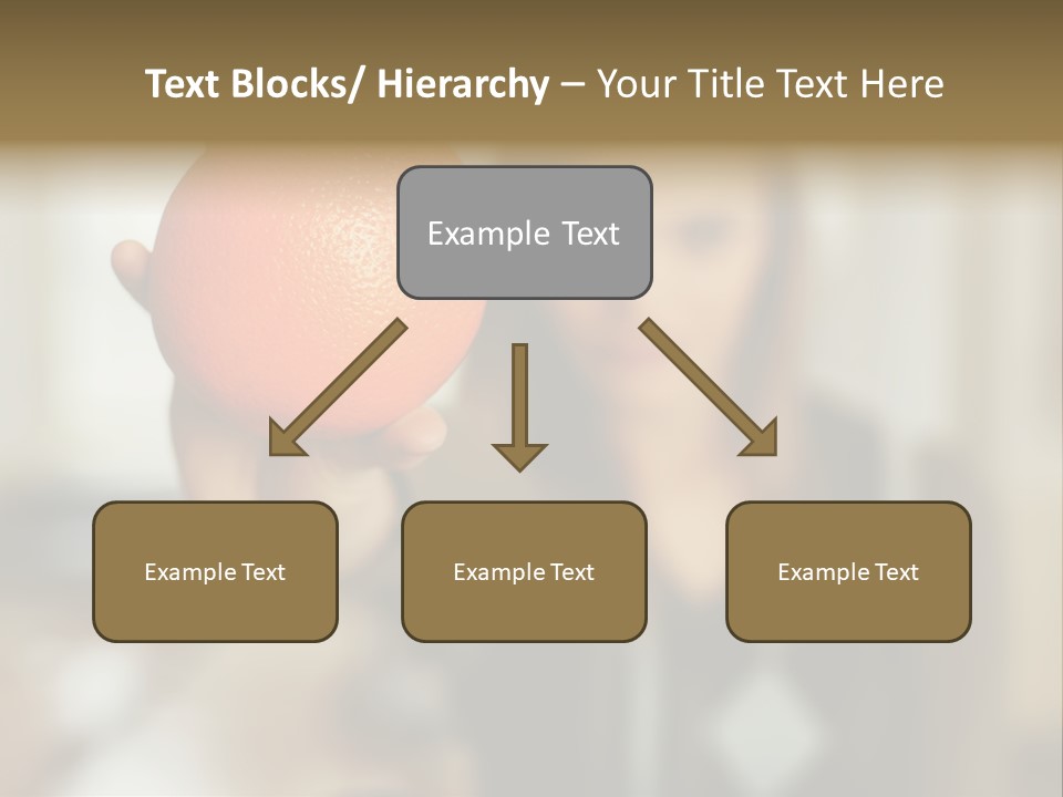 Woman Holding Out An Orange PowerPoint Template