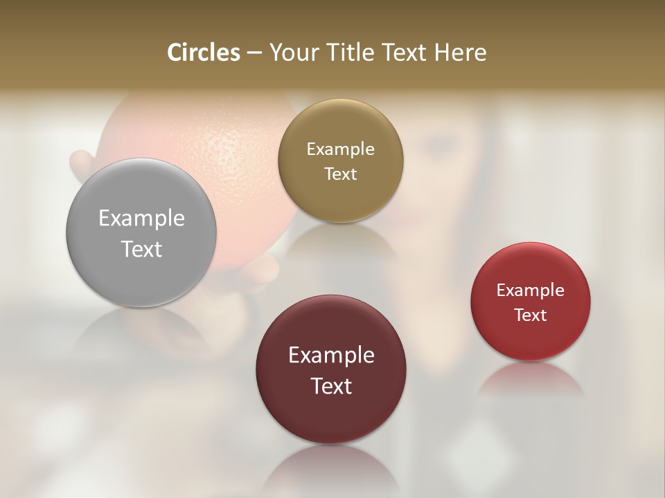 Woman Holding Out An Orange PowerPoint Template