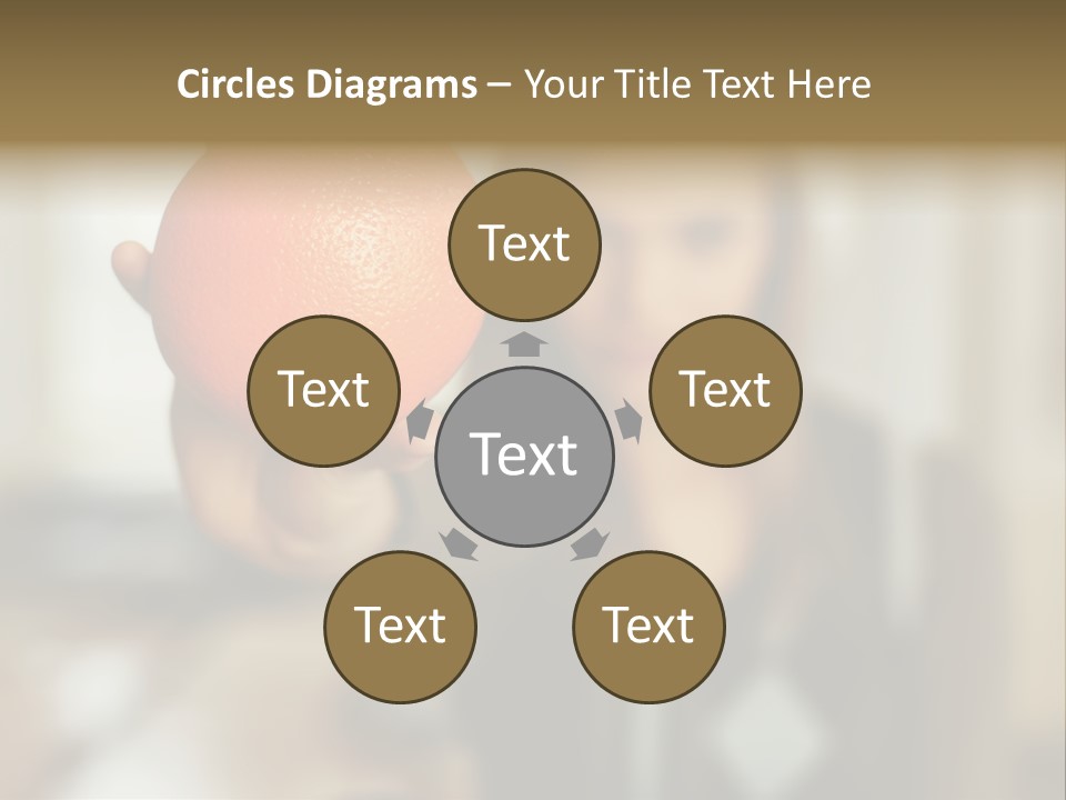 Woman Holding Out An Orange PowerPoint Template