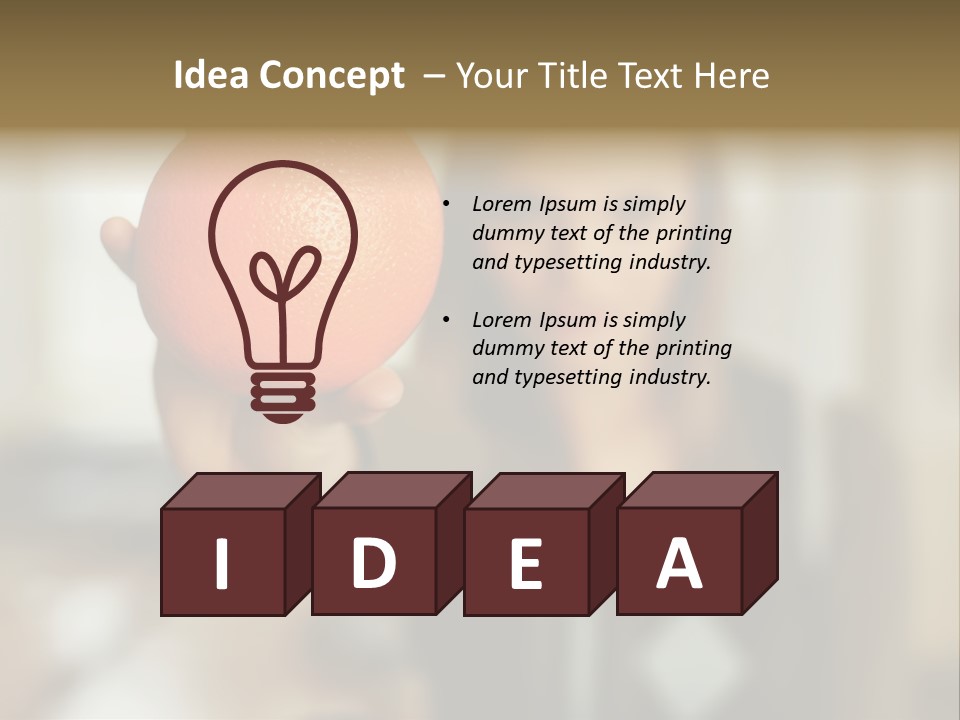 Woman Holding Out An Orange PowerPoint Template