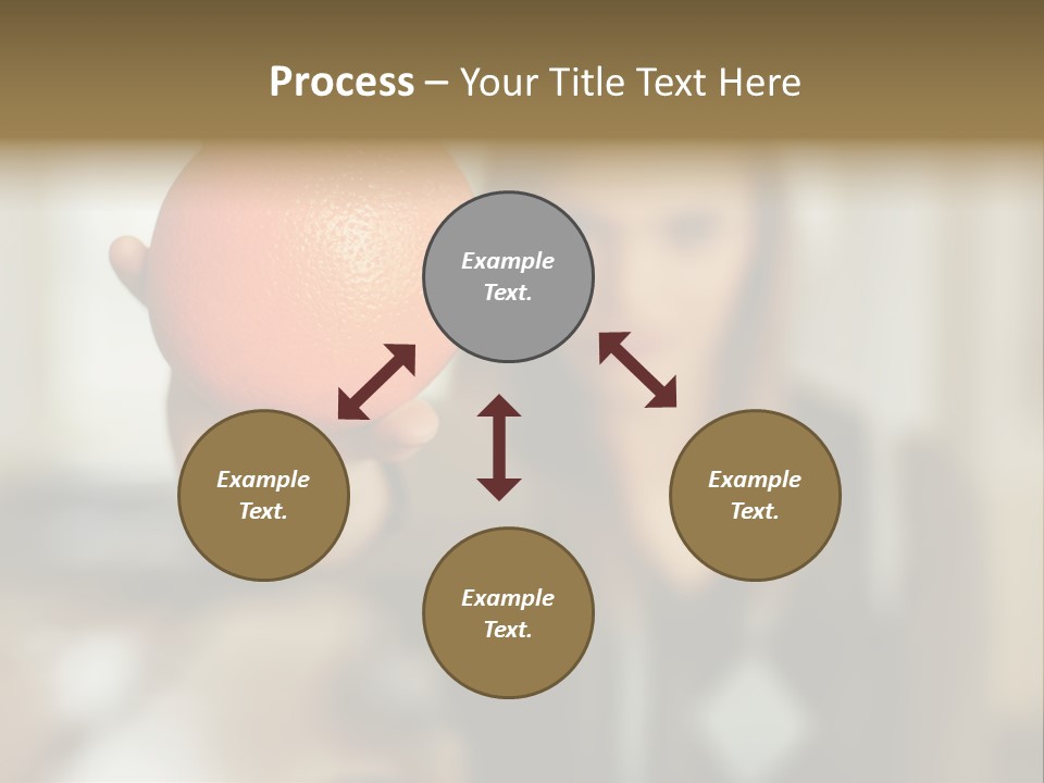 Woman Holding Out An Orange PowerPoint Template