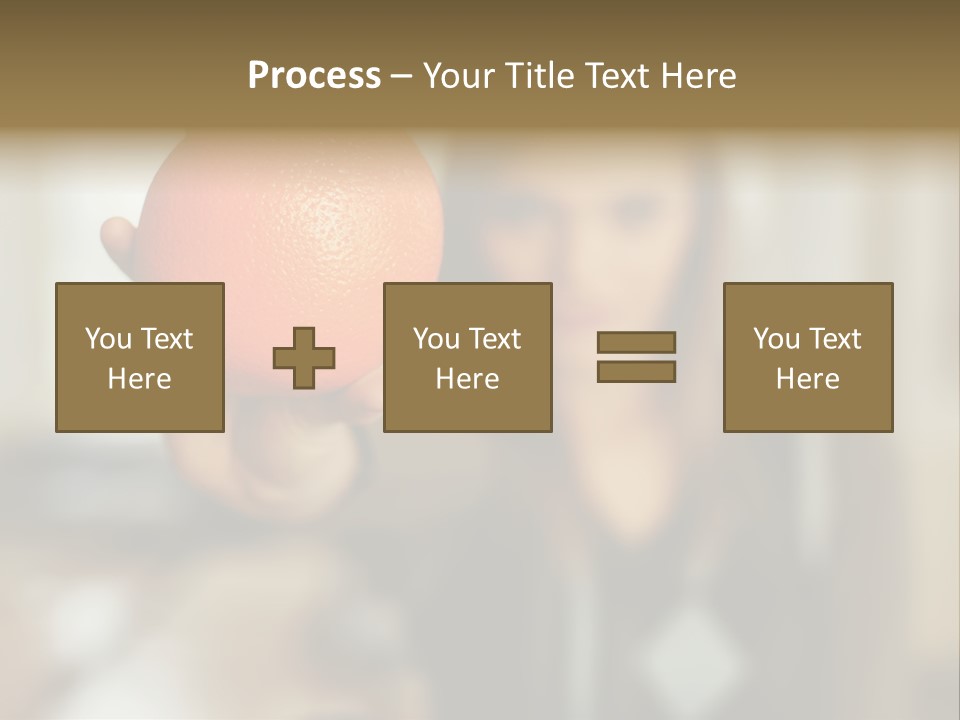 Woman Holding Out An Orange PowerPoint Template