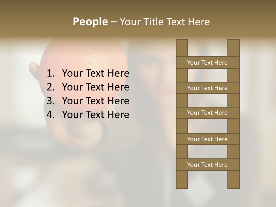 Woman Holding Out An Orange PowerPoint Template