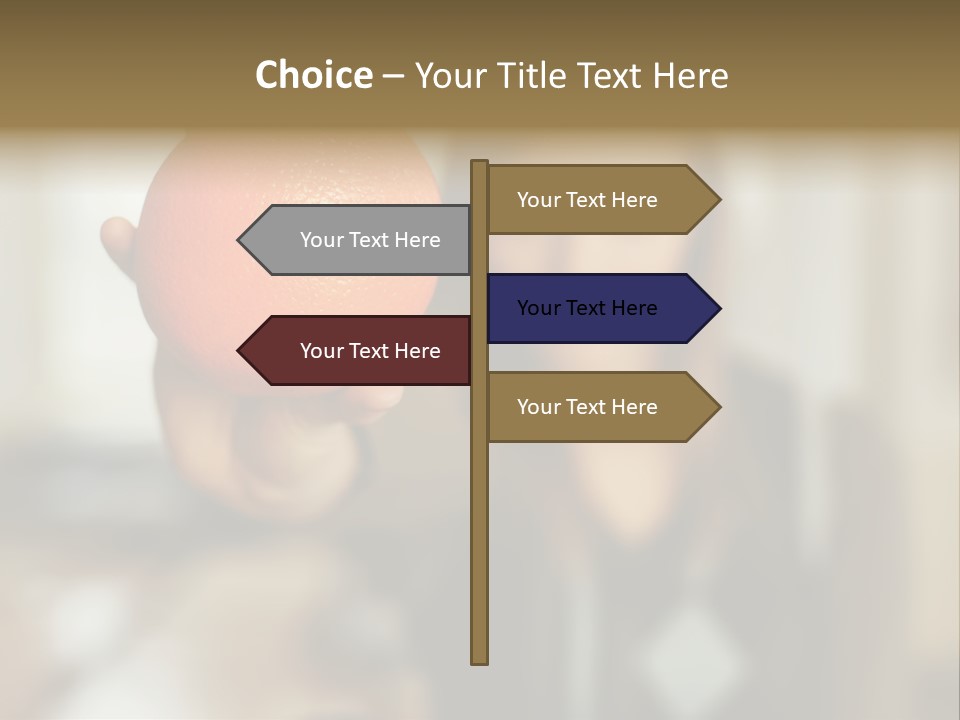 Woman Holding Out An Orange PowerPoint Template