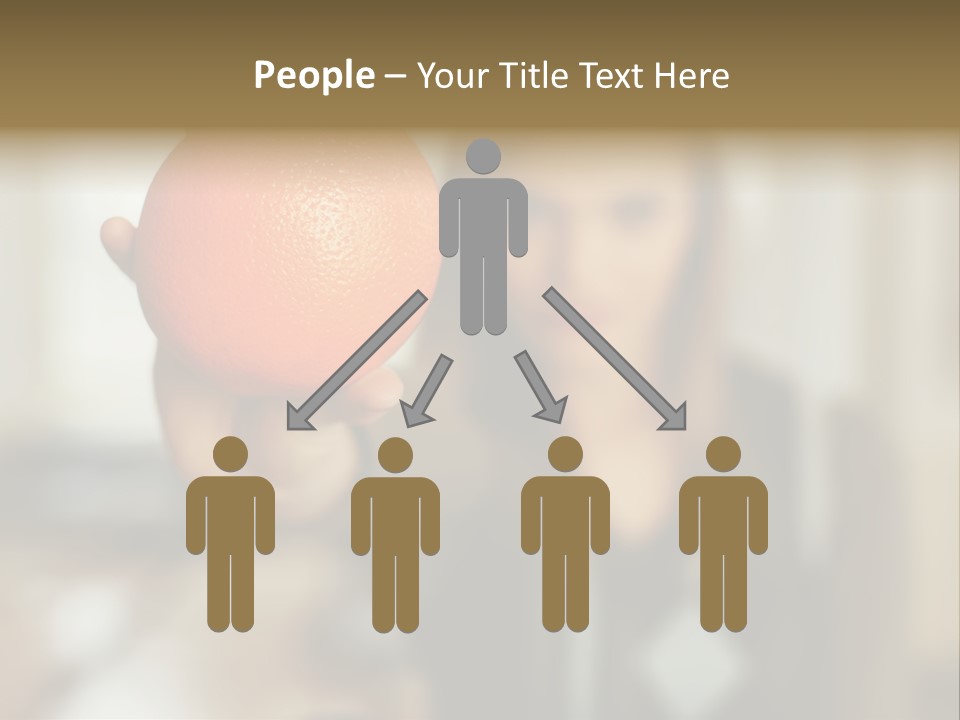 Woman Holding Out An Orange PowerPoint Template