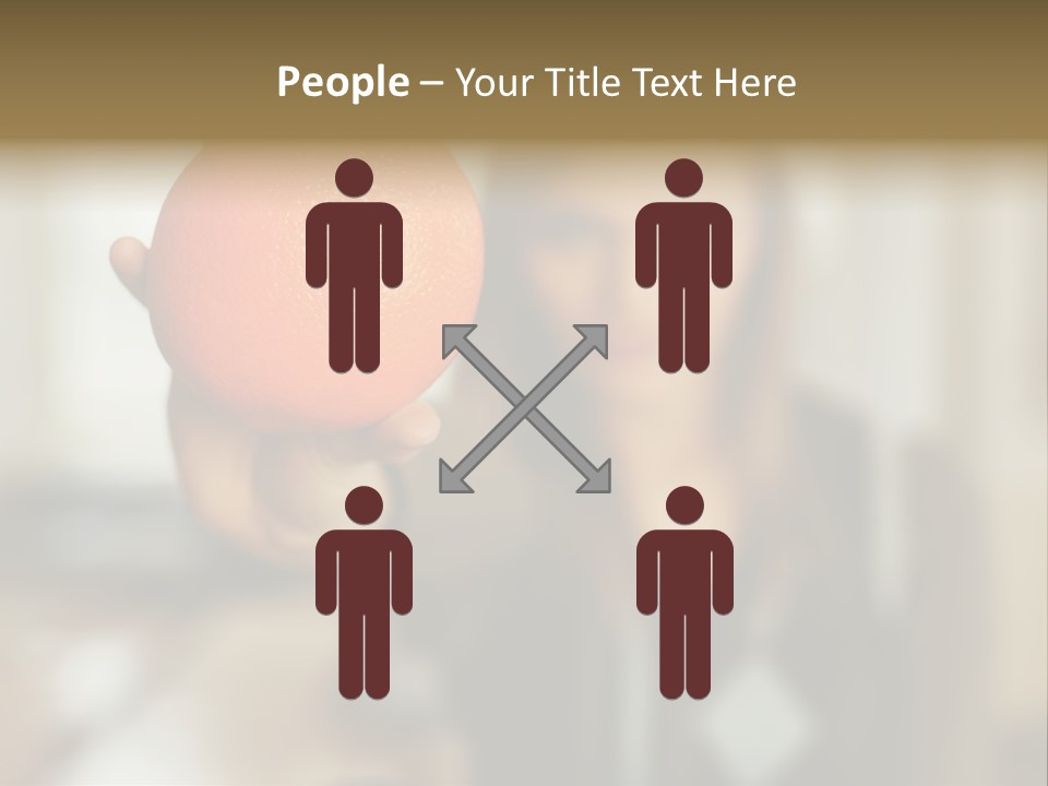 Woman Holding Out An Orange PowerPoint Template