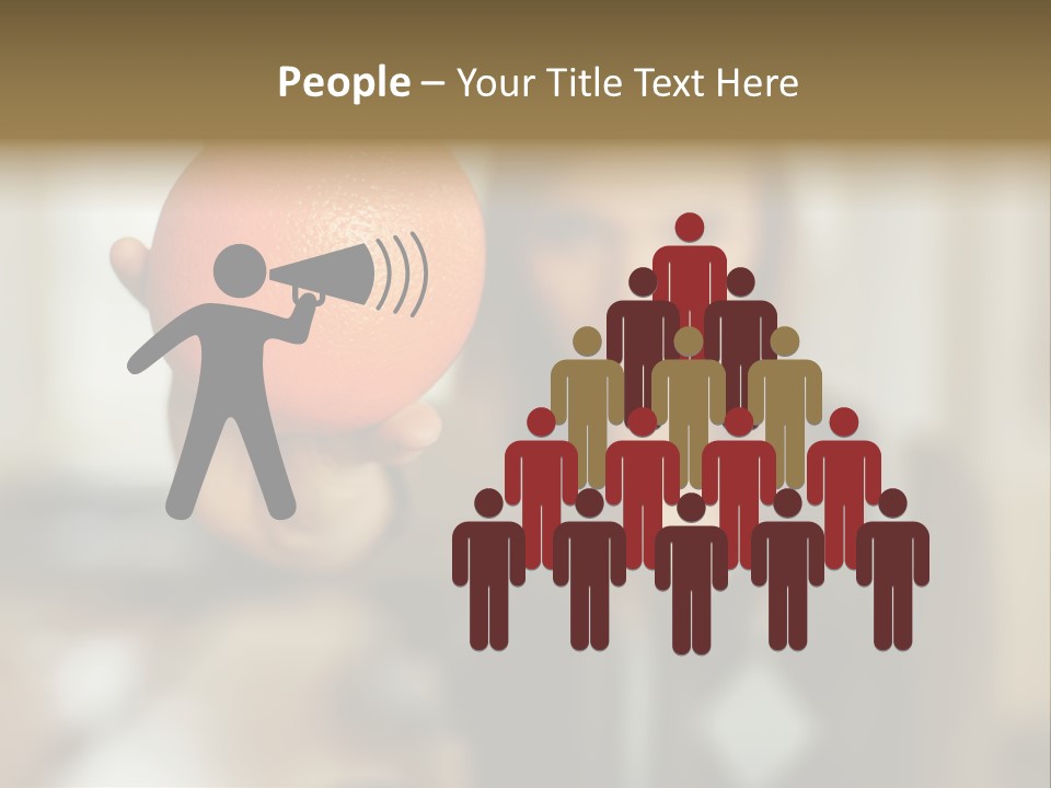 Woman Holding Out An Orange PowerPoint Template