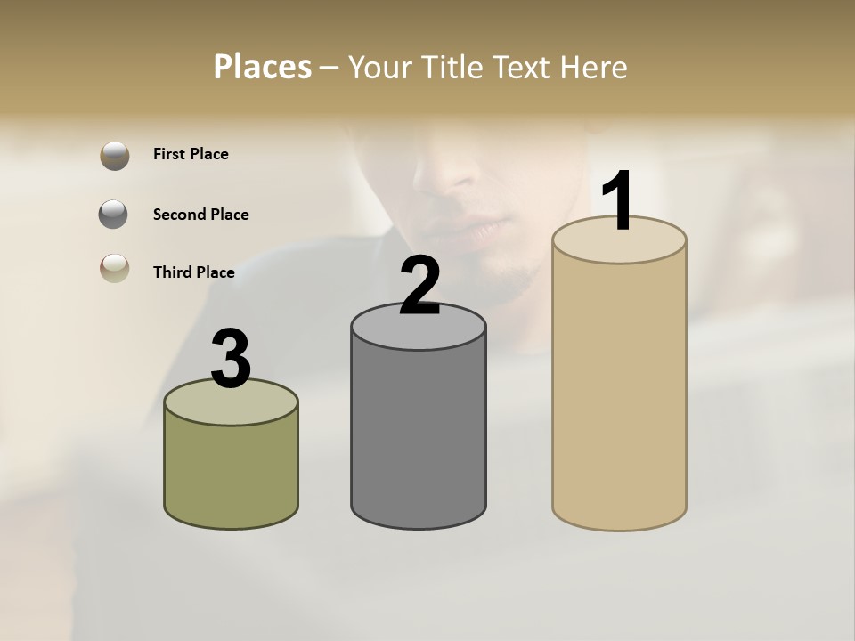 Man At His Computer PowerPoint Template