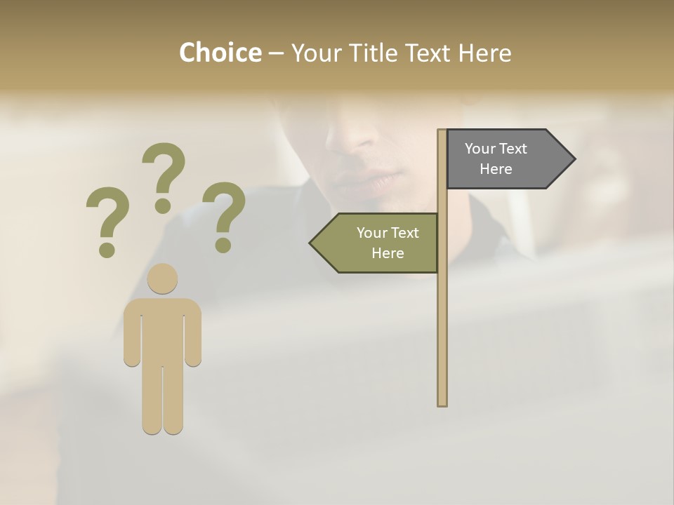 Man At His Computer PowerPoint Template