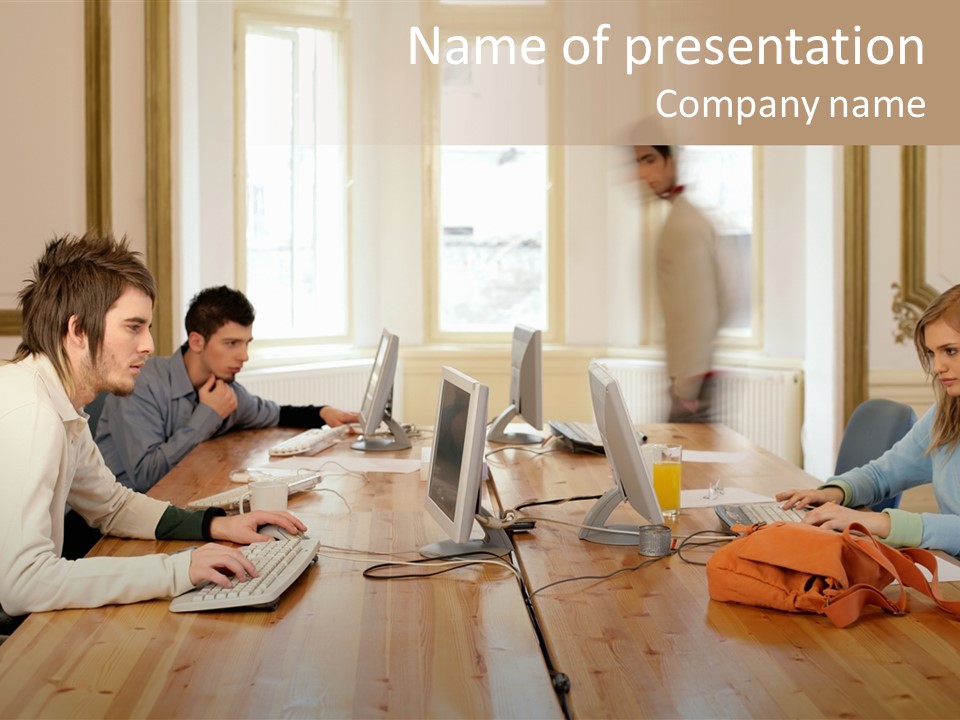 Busy Modern Office PowerPoint Template