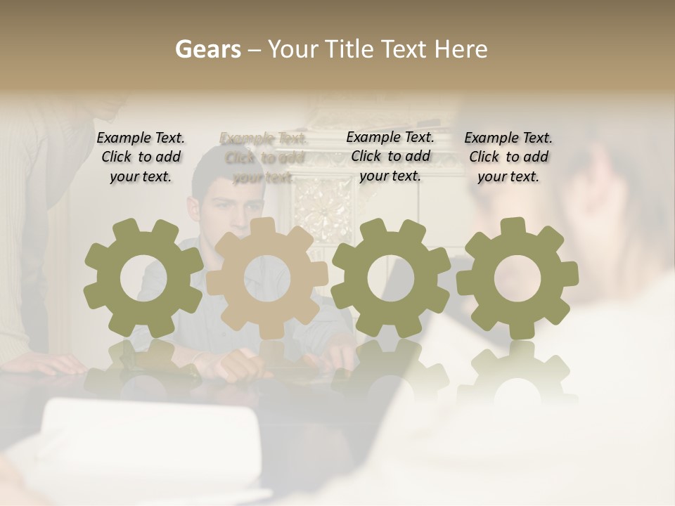 Young Men Working Together PowerPoint Template