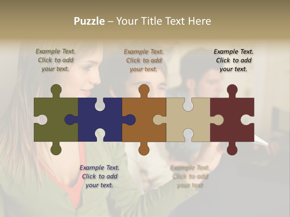 Men Watching Woman With Paper Aeroplane PowerPoint Template