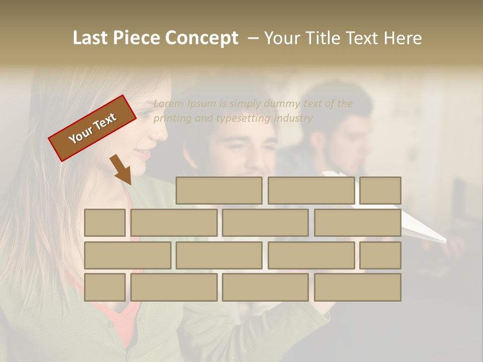 Men Watching Woman With Paper Aeroplane PowerPoint Template