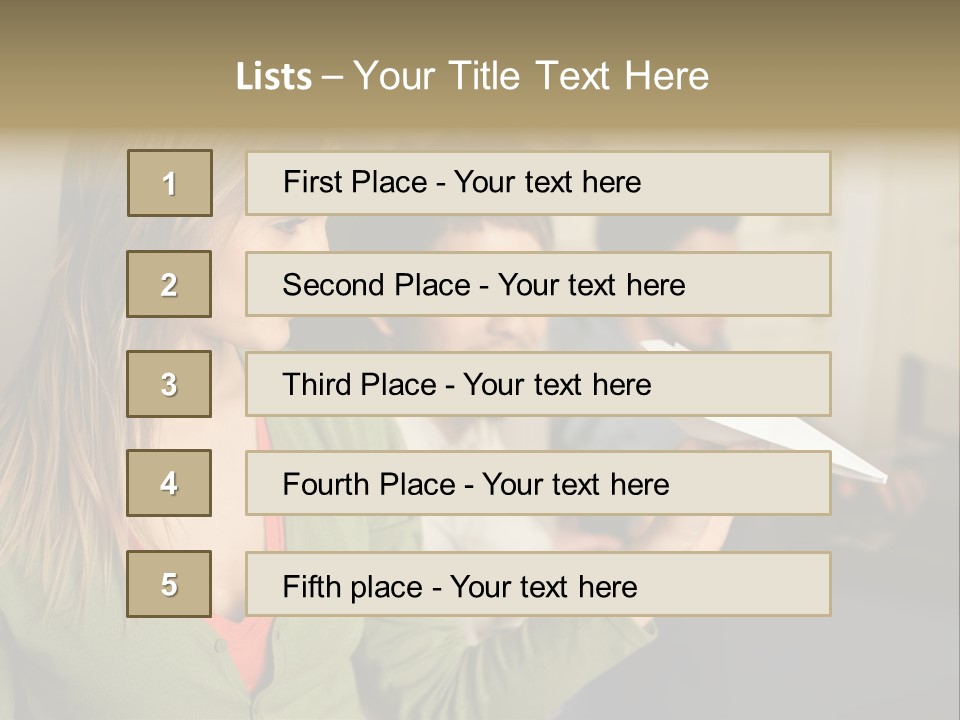 Men Watching Woman With Paper Aeroplane PowerPoint Template