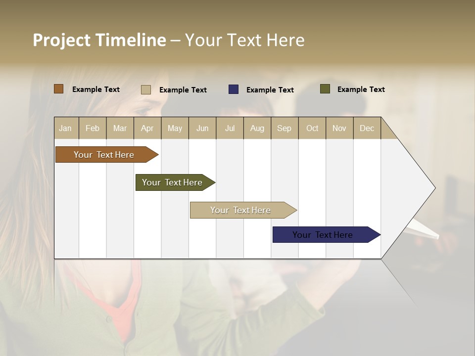 Men Watching Woman With Paper Aeroplane PowerPoint Template