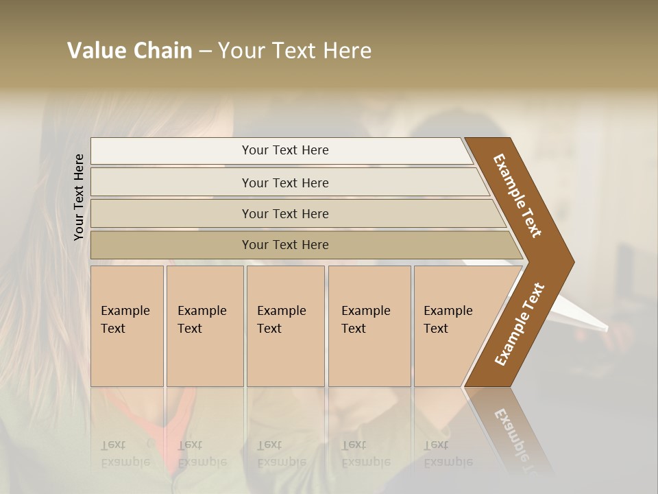 Men Watching Woman With Paper Aeroplane PowerPoint Template