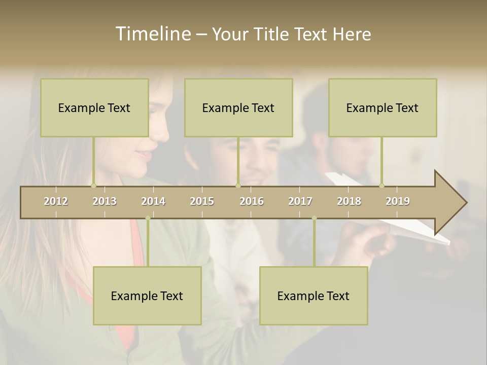 Men Watching Woman With Paper Aeroplane PowerPoint Template