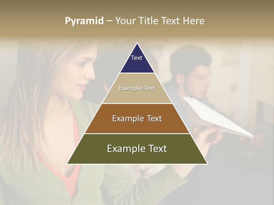 Men Watching Woman With Paper Aeroplane PowerPoint Template