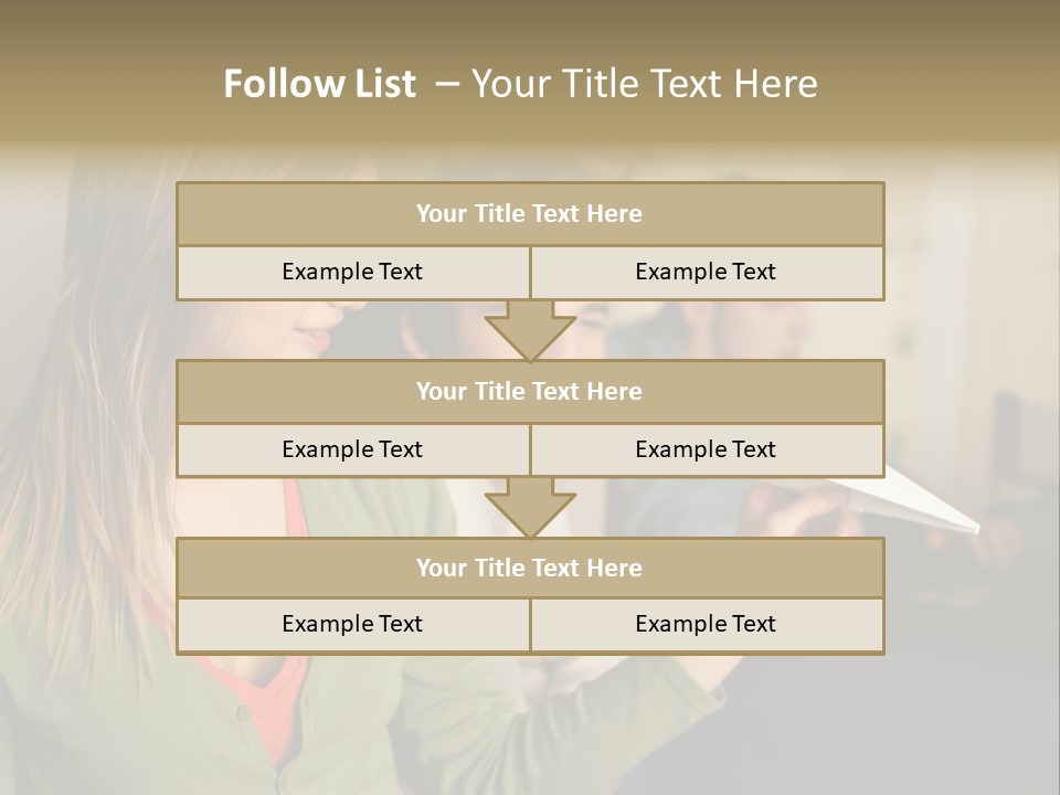 Men Watching Woman With Paper Aeroplane PowerPoint Template