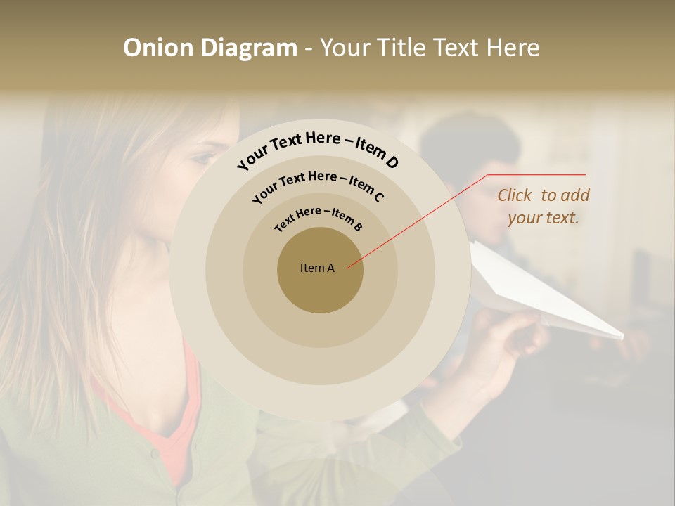 Men Watching Woman With Paper Aeroplane PowerPoint Template