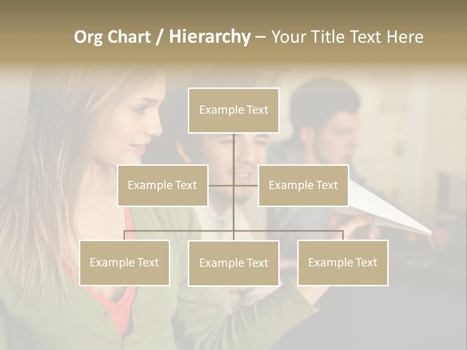 Men Watching Woman With Paper Aeroplane PowerPoint Template