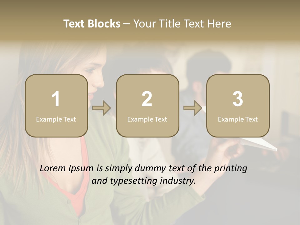 Men Watching Woman With Paper Aeroplane PowerPoint Template