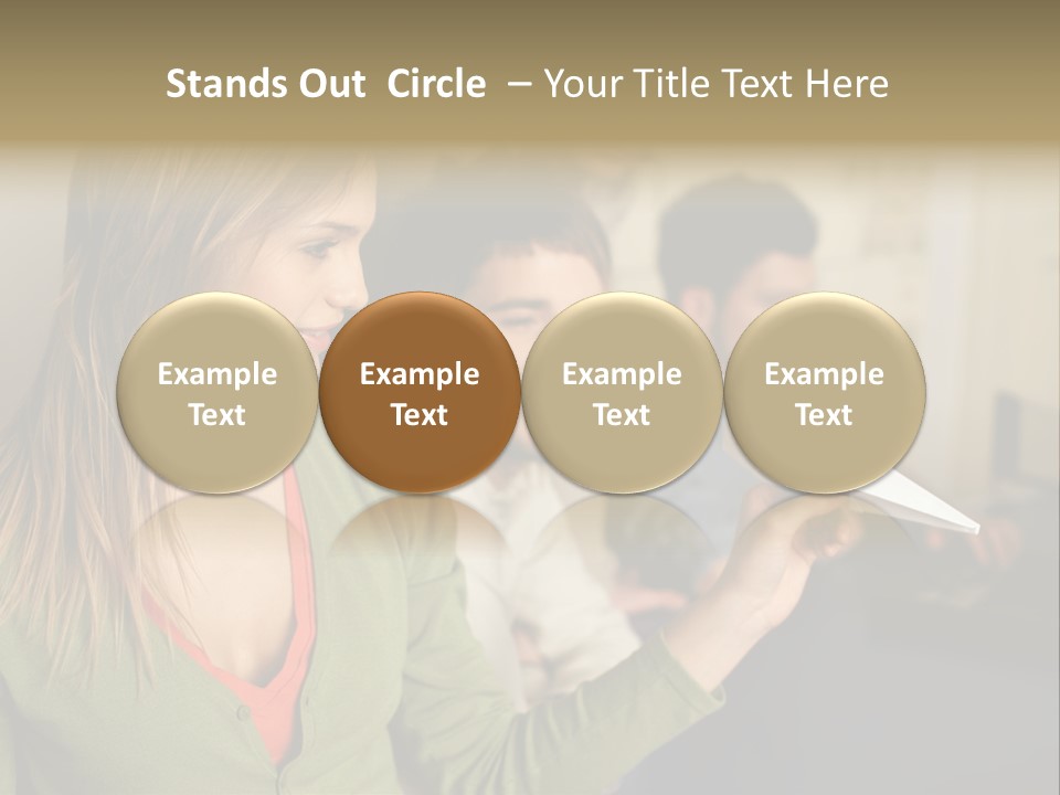 Men Watching Woman With Paper Aeroplane PowerPoint Template