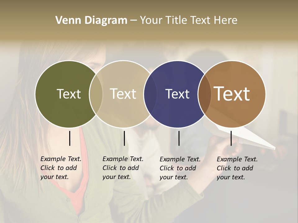 Men Watching Woman With Paper Aeroplane PowerPoint Template