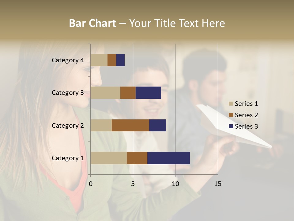 Men Watching Woman With Paper Aeroplane PowerPoint Template