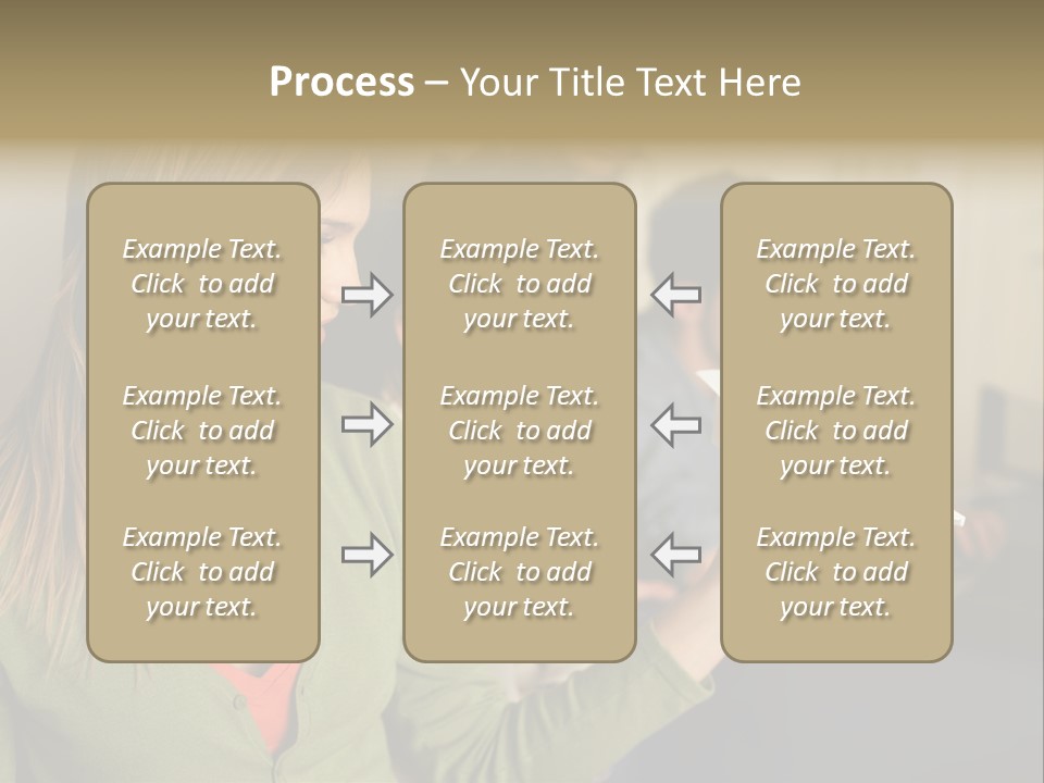 Men Watching Woman With Paper Aeroplane PowerPoint Template