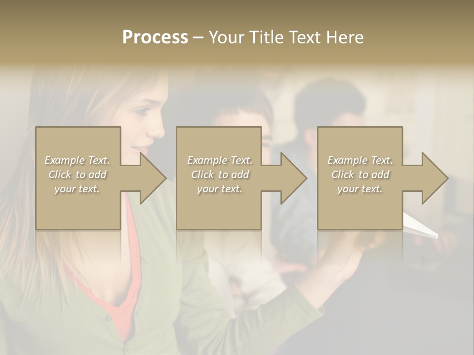 Men Watching Woman With Paper Aeroplane PowerPoint Template