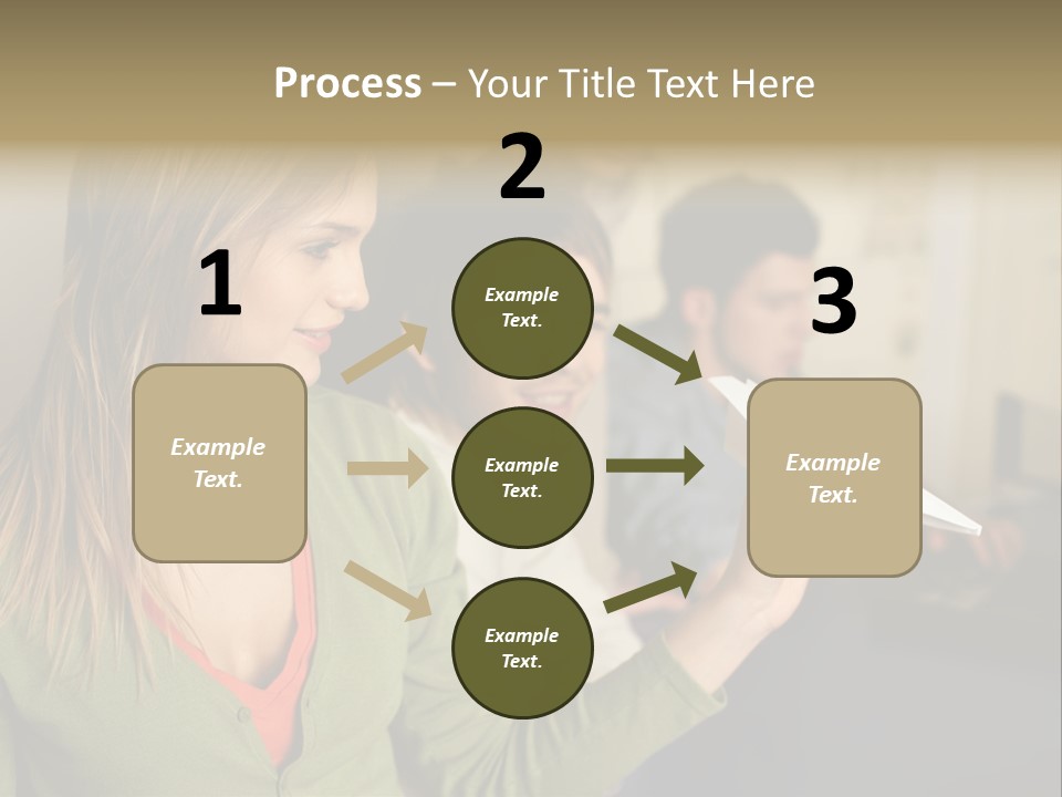 Men Watching Woman With Paper Aeroplane PowerPoint Template