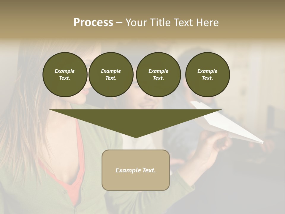 Men Watching Woman With Paper Aeroplane PowerPoint Template