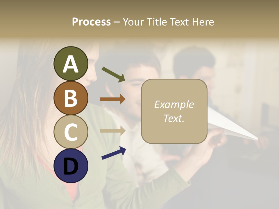 Men Watching Woman With Paper Aeroplane PowerPoint Template