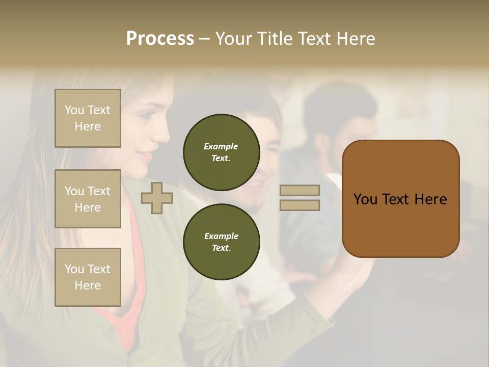 Men Watching Woman With Paper Aeroplane PowerPoint Template