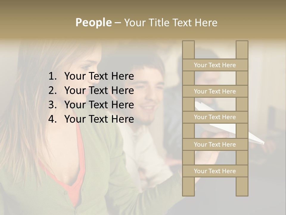 Men Watching Woman With Paper Aeroplane PowerPoint Template