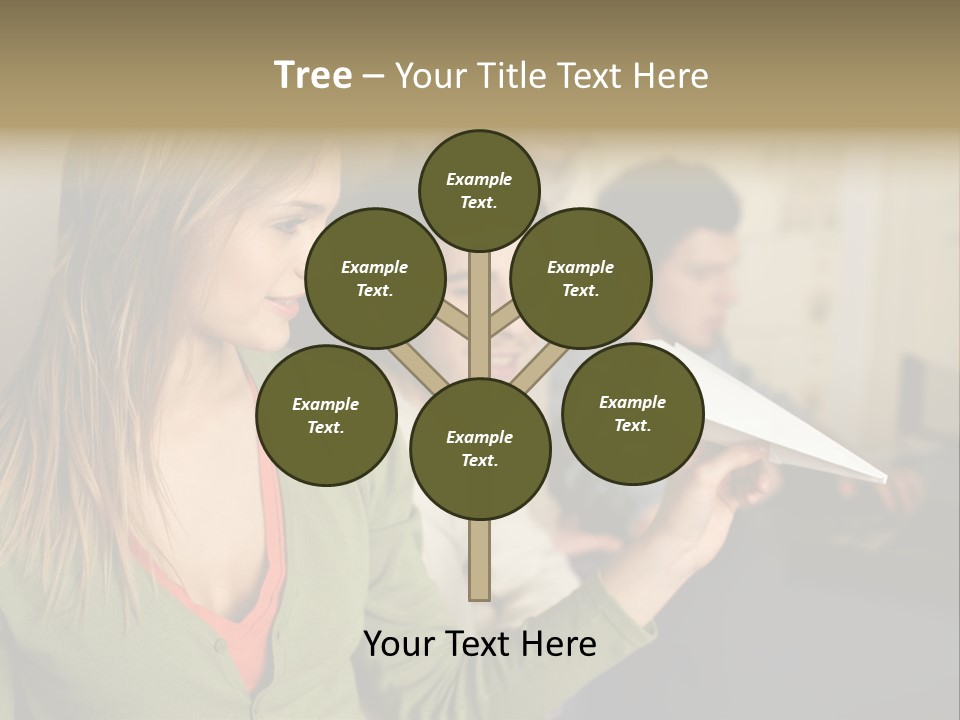 Men Watching Woman With Paper Aeroplane PowerPoint Template