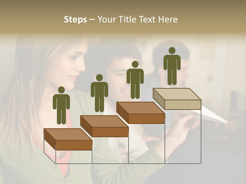 Men Watching Woman With Paper Aeroplane PowerPoint Template