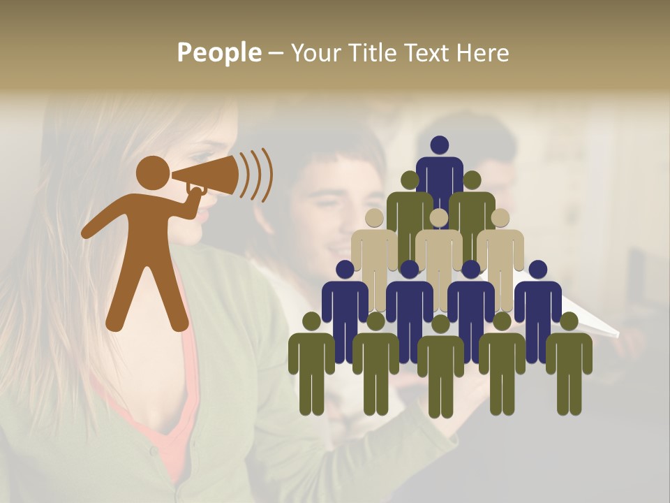 Men Watching Woman With Paper Aeroplane PowerPoint Template