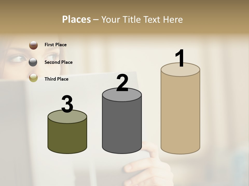 Woman Peering Over Top Of Folder PowerPoint Template