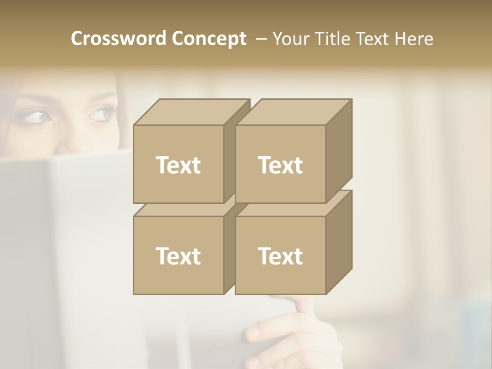 Woman Peering Over Top Of Folder PowerPoint Template